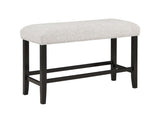 ZUN 1pc Farmhouse Contemporary Counter Height Black Finish Gray Fabric Upholstered Bench Wooden Dining B011P145255