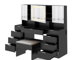 Large Vanity Table Set with 3 Opening Mirrors and LED Lights, Vanity Table with Full Storage Behind 28836264