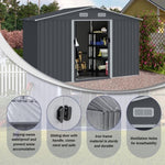 ZUN Outdoor Storage Shed 8 x 10 FT Large Metal Tool Sheds, Heavy Duty Storage House Sliding Doors 87753639