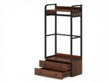 Freestanding Clothes Rack with 2 Drawers and 6 Hooks 82346285