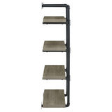 ZUN Black and Grey Driftwood Metal 24-inch Wall Shelf B062P153482