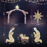 6ft Brown Roof 190LED Lights Nativity Scene Garden Jesus Decoration 09152925