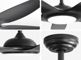 48 Inch Ceiling Fan with Dimmable LED Light and Remote Control, 5 ABS Blades DC Motor Black W934P211114