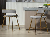 SET OF 2,26'' Counter height bar stools Corduroy kitchen island counter bar stool with back,golden 23451115