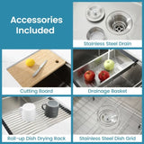 Kitchen Sink 33"x19" Multifunctional undermount Flying Rain Waterfall S304 Stainless Steel Handmade 18198339