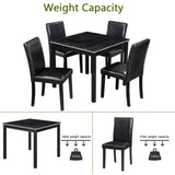 5 Piece Dining Table Set, Kitchen Table Set with a Square Table and 4 Upholstered Chairs, 78365253