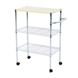 ZUN 3-Tier Rolling Kitchen Trolley Cart Steel Island Storage Utility Service Dining 15773870