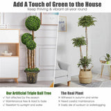 48 inch artificial UV resistant three ball tree plant, realistic PE leavesrattan, cement tank 71184543