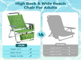 17 Inch Seat Height Beach Chair for Adults, Folding Portable Camping Chair with Headrest, Cup 47482847