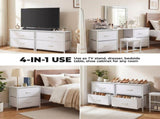 2/4-Drawer Dresser with Metal Frame & Wood Top, Fabric Storage Organizer, White 57610380