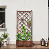 ZUN Wood Planter Raised Garden Bed with Trellis, 67 Inch Height Outdoor Garden Flower Standing Planter 45093764