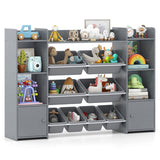Gray Multi-Functional Kids Storage Shelf - Toy OrganizerBookcase, 56"x12"x39", Anti-Toppling, 74838693