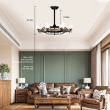 ZUN Dia 33 inch Chandelier Ceiling Fan for Bedroom Dining Room Living Room Kitchen Farmhouse Entry,Matte W1592P153047