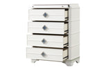 ZUN Laguna Modern Style 4-Drawer Chest Made with Wood, Hidden Jewlry Drawer and Crystal Accents in White B009P270826