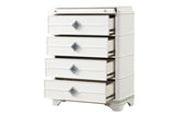 ZUN Laguna Modern Style 4-Drawer Chest Made with Wood, Hidden Jewlry Drawer and Crystal Accents in White B009P270826