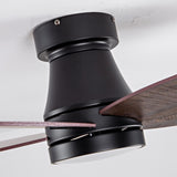 Hot sales 32 Inch Modern Black Ceiling Fan With Light 3 Solid Wood Blades Remote Control Reversible W2991P338638