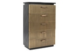 ZUN Modern Style 5-Drawer Chest Made With Mango Wood and Finished with Brass Metal B009128311