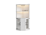 67.3" Corner Bar Cabinet with Power Outlet, Farmhouse Wine Bar Cabinet with Adjustable Shelves for 24661580