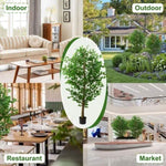 ZUN 6ft Ficus Tree Artificial, Realistic Texture Potted Faux Ficus Tree, Fake Trees Indoor Outdoor for 27073880