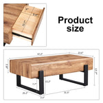 ZUN A coffee table made of American vintage MDF Equipped with drawers made of solid wood W1151141600