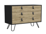 Dresser 29" H, 3-Drawer organiser, Modern Chest of Drawers with Hairpin Legs and Metal Accents, B097P167471