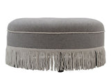 Yolanda 24" Round Upholstered Accent Ottoman, Light Gray Polyester with Ivory Trim B2719P238166