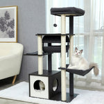 ZUN Modern Cat Tree 6 Levels Wooden Cat Tower with Sisal Scratching Posts, Roomy Condo, Spacious Perch, 83723792