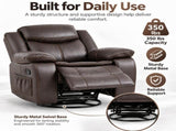 Faux Leather Rocker Swivel Recliner Chair, Manual Reclining Armchair with 360&deg Swivel Base, B2766P587865