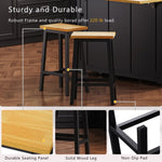 ZUN K&K Solid Wood Bar Stools , 25.6" Tall Set of 2 Bar Chairs, Kitchen Counter Stools N707P185529B