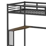 ZUN Twin Metal Loft Bed with Desk, Ladder and Guardrails,bookdesk under bed , Black W1676105932