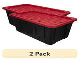(2 pack)40 Gallon Extra Large Storage Bin with Snap Lid, Black and Red, Heavy Duty Plastic Storage 28948848