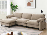 108" Modular Sectional Sofa, L-Shape with 31.5" Extra-Wide Seat Cushion, USB and Type-C Charger, 76049104