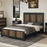 Farmhouse Wooden Platform Full Size Bed, Modern Platform Bed with Wooden Strip Decoration, Plywood WF530905AAB