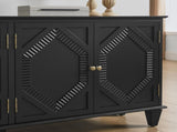 65.2" Mid Century Modern Sideboard Buffet Cabinet with Storage, Symmetrical Geometric Accent Coffee W1801P346229