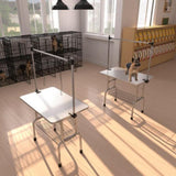 36" Folding Dog Pet Grooming Table Stainless Steel Frame Rubber Mat on Board with Adjustable Arm and 90395120