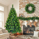 ZUN 6FT Grass Green Christmas Tree, Large Branches Pine Tree, Pre-Lit Set with Tree & Garland & Wreath, 97534144