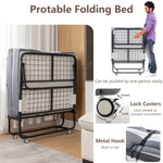 ZUN Folding with Mattress and Storage Cover for Adults,Cot Size Guest on Wheels,Protable Folding 00559027