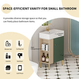 21.6" Open-shelving Bathroom Vanity with Ceramic Sink and Soft-Closing Door, Cloakroom Open Shelf 46799268