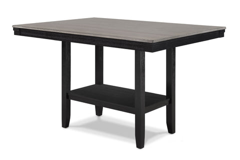 ZUN 1pc Contemporary Light Gray Counter Height Dining Table with Black Base Rectangular Dining Wooden B011P257345