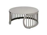 Harper 34.5" Indoor/Outdoor Modern Round Coffee Table, Geige Taupe Aluminum B2719P245999