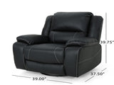 39" Wide Faux Leather Manual Swivel Standard Recliner 62814.00BLK