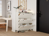 Modern and stylish white shoe cabinet with 3 flip drawers, entrance shoe narrow shoe rack W3166P268392