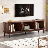 Modern Farmhouse TV Stand for 75" TVs, Wood Entertainment Center with Storage Cabinet, TV Console N710P257615P