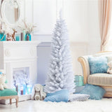 5 Feet White Artificial Christmas Pencil Tree with Folding Metal Stand 08228370