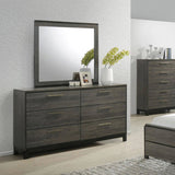 Ioana Antique Grey Wood 6-piece King Size Bedroom Set, Dresser, Mirror, 2 Night Stands , Chest T2574P202556