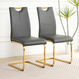 ZUN Modern Charcoal PU dining chair Living room chair upholstered chair, Gold-plated metal chair leg W210P199114