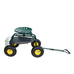 ZUN Garden trolley Rolling work chair with wheels, garden stool for planting, 360 degree swivel seat, W227P207221