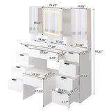 Large Vanity Table Set with 3 Opening Mirrors and LED Lights, Vanity Table with Full Storage Behind 92358029