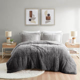 Full/Queen Ombre Shaggy Long Fur Comforter Mini Set B03595982