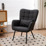 Leather Armchair, Modern Accent Chair High Back, Living Room Chairs with Metal Legs and Soft Padded, W2105P171823